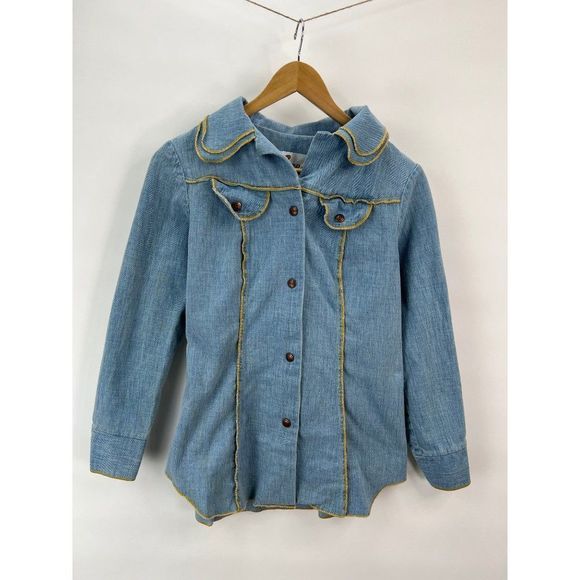 Vintage 70s Jones Funky Jean Denim Blazer Jacket Size 12 - Picture 1 of 6